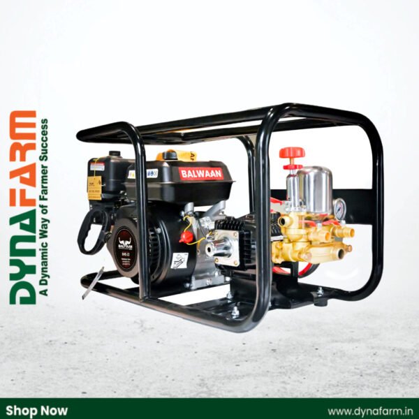 Balwaan BHE-22 No. HTP Sprayer with 6.5HP Engine | 3-Piston Brass Pump, 50 Meter Hose Pipe, Heavy Duty Frame - Image 1