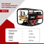 Balwaan BHE‑33 HTP Power Sprayer | 6.5 HP 4-Stroke Petrol Engine, Brass 3-Piston HTP Pump, 50 m Hose - Image 4