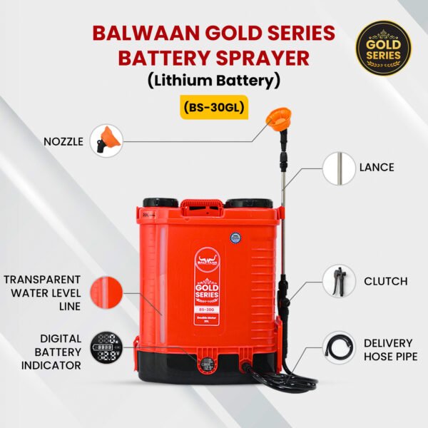 Balwaan BS-30GL | Double Motor Battery Sprayer With12x12 Battery | 20 Litre, Gold Series, Knapsack Spray Pump - Image 2
