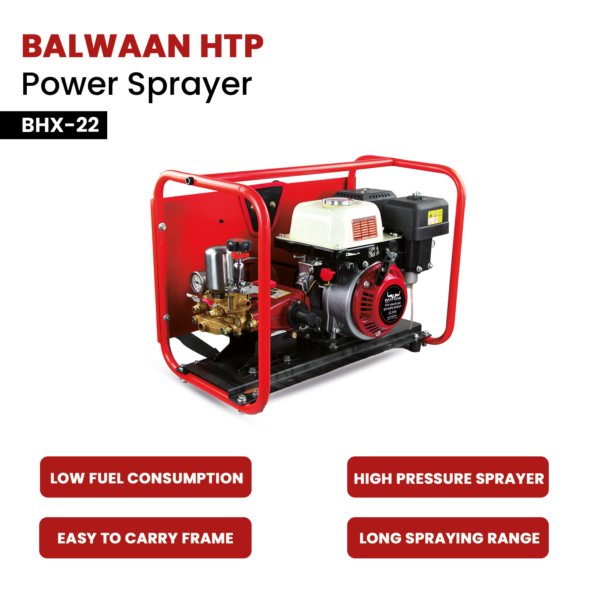 Balwaan BHX‑22 HTP Power Sprayer | 80 cc BX‑80 4‑Stroke Engine, Brass HTP Pump, 50 m Hose (Copy) - Image 3