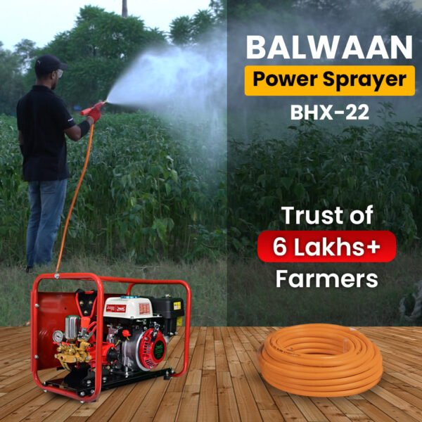 Balwaan BHX‑22 HTP Power Sprayer | 80 cc BX‑80 4‑Stroke Engine, Brass HTP Pump, 50 m Hose (Copy) - Image 6