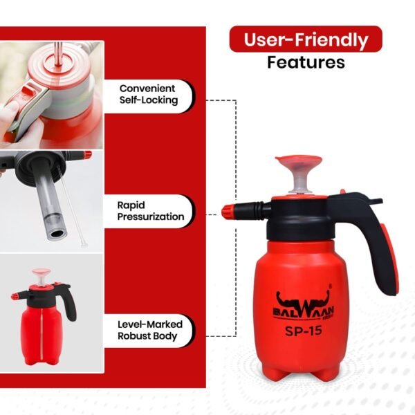 Balwaan SP-15 Manual Sprayer |1.5 Litres, Hand-Operated, Compact Design, for Home & Garden Use - Image 3
