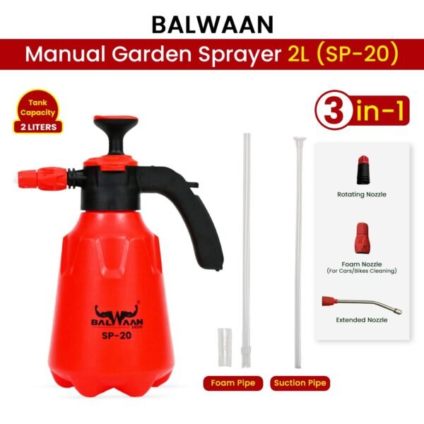 Balwaan SP-20 Manual Sprayer |2 Litres, Hand-Operated, Compact Design, for Home & Garden Use - Image 3