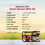 Balwaan BHE-22 No. HTP Sprayer with 6.5HP Engine | 3-Piston Brass Pump, 50 Meter Hose Pipe, Heavy Duty Frame - Image 2