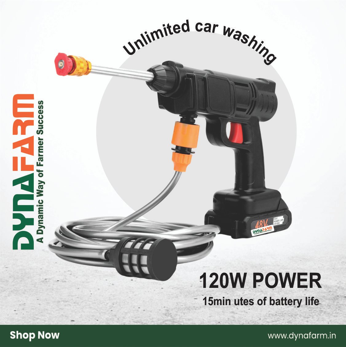 car wash machine = 02 Dyna WashJet™ – Cordless High Pressure Car Washer Gun (40 Bar, Dual Battery, Portable Jet Spray for Car, Bike, Garden & Home Cleaning) - Image 2