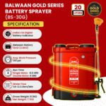 Balwaan BS‑30G Gold Series | Double Motor Battery Sprayer |12V x 12Ah Battery, First Time Digital Indicator, 20L Tank, With  Free LED Bulb with 15ft Cable - Image 8