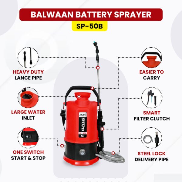 Balwaan SP‑50B | 5 L Li‑ion Battery Sprayer Pump - Image 3