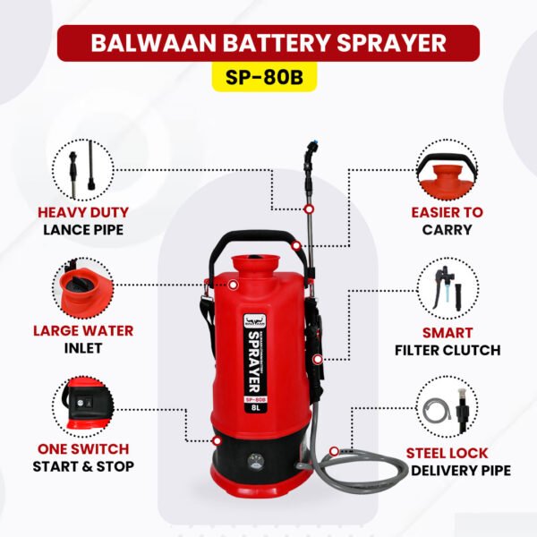 Balwaan SP‑80B | 8 L Li‑ion Battery Sprayer Pump - Image 3