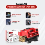 Balwaan PW‑350 High Pressure Washer (1800W Motor, Brass Pump Head, 120–150 Bar, 7.5 LPM Flow, 26ft Hose, Dual Lance) – Car, Bike & Home Cleaning Machine - Image 4