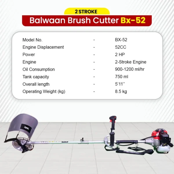 Balwaan BX‑52 Side Pack Brush Cutter (52cc, 2-Stroke Engine, Heavy-Duty Agriculture Use) - Image 5