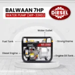 Balwaan WP-33RD Diesel Water Pump | 7 HP 4-Stroke, 3-Inch Outlet, 22 m Head, 8 m Suction – Heavy Duty Irrigation & Drainage Pump - Image 2