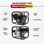 Balwaan WP-22R Petrol Water Pump | 7 HP 4-Stroke Engine, 2 Inch Inlet & Outlet, 30 m Head, 8 m Suction – Heavy Duty Irrigation & Water Transfer Pump - Image 2