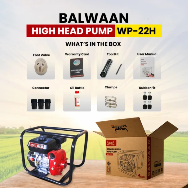 Balwaan WP-22H 2×2 Inch High Head Petrol Water Pump | 7 HP, 212cc 4-Stroke Engine, 3600 RPM, Heavy Duty for Irrigation, Farming & Water Transfer - Image 5