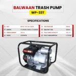 Balwaan WP-33T 3×3 Inch Trash Water Pump | 7 HP, 212cc Petrol Engine, 4-Stroke, Heavy Duty for Sludge, Waste Water & Irrigation - Image 2