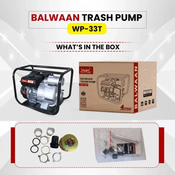 Balwaan WP-33T 3×3 Inch Trash Water Pump | 7 HP, 212cc Petrol Engine, 4-Stroke, Heavy Duty for Sludge, Waste Water & Irrigation - Image 6