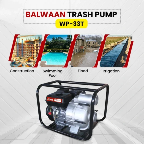 Balwaan WP-33T 3×3 Inch Trash Water Pump | 7 HP, 212cc Petrol Engine, 4-Stroke, Heavy Duty for Sludge, Waste Water & Irrigation - Image 8