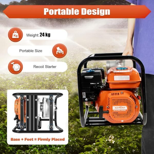 Neptune NPP-30 Petrol Water Pump (6.5 HP, 196 cc, 3″ Inlet/Outlet, 30 m Head, 7 m Suction) - Image 7