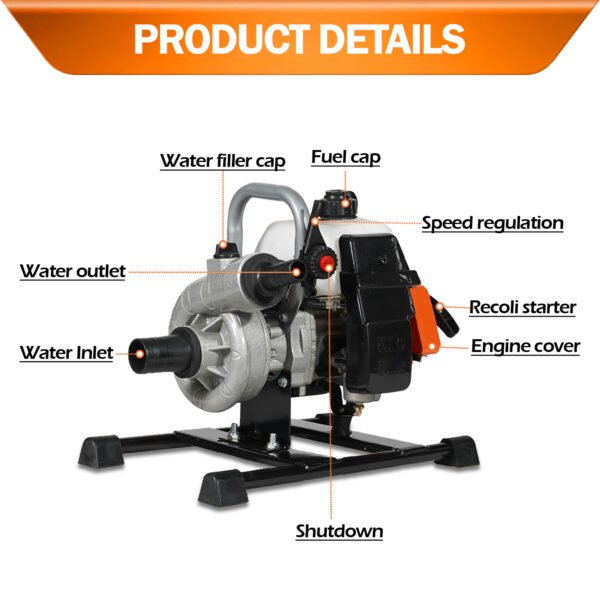 Neptune NPP-1.5 Portable Petrol Water Pump (40cc, 2-Stroke Engine, 1.5″ Inlet/Outlet, High Pressure for Agriculture & Garden Irrigation) - Image 3