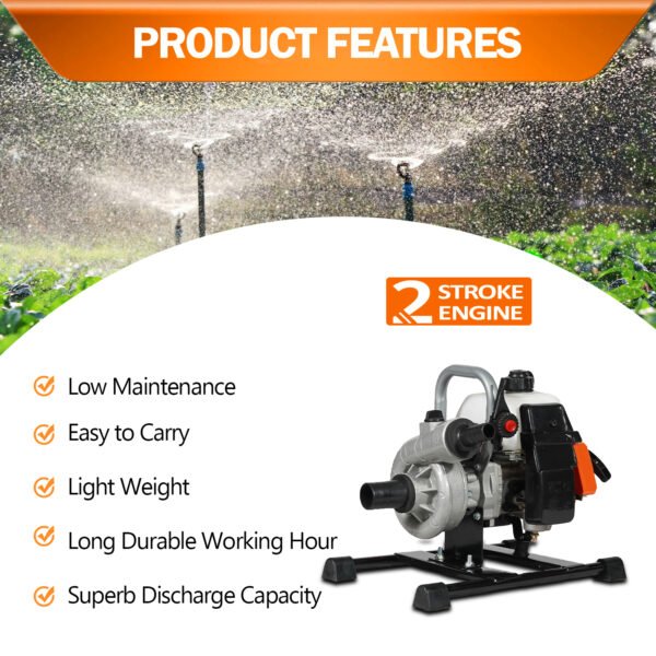 Neptune NPP-1.5 Portable Petrol Water Pump (40cc, 2-Stroke Engine, 1.5″ Inlet/Outlet, High Pressure for Agriculture & Garden Irrigation) - Image 2