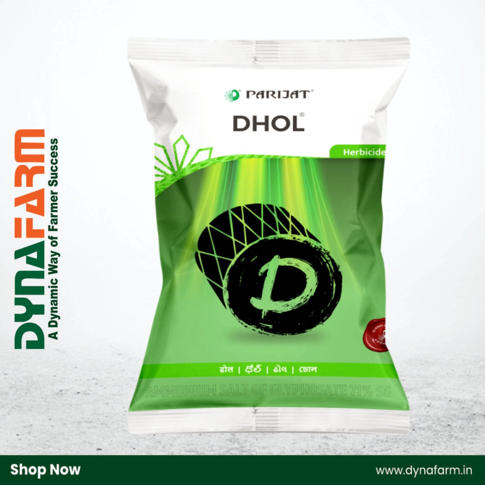 InShot_20260306_141103717.jpg Parijat Dhol 71 – Glyphosate 71% SG | Non-Selective Herbicide for Weed Management - Image 1