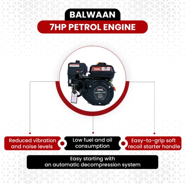 Balwaan BX-212 Bare Petrol Engine (7 HP, 212cc, 4-Stroke, 3600 RPM) - Image 4