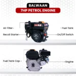 Balwaan BX-212 Bare Petrol Engine (7 HP, 212cc, 4-Stroke, 3600 RPM) - Image 2