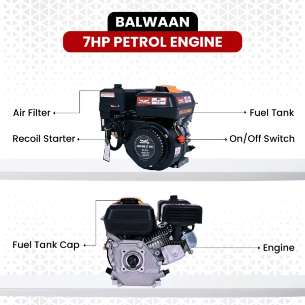 Balwaan BX-212 Bare Petrol Engine (7 HP, 212cc, 4-Stroke, 3600 RPM) - Image 2