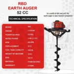 RBD Earth Auger 52CC – Petrol Post Hole Digger - Image 3