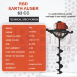 RBD Earth Auger 63CC – Powerful Petrol Post Hole Digger - Image 3