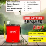 RBD 20L 2-in-1 Backpack Battery Sprayer – Powerful Portable Crop Sprayer - Image 5