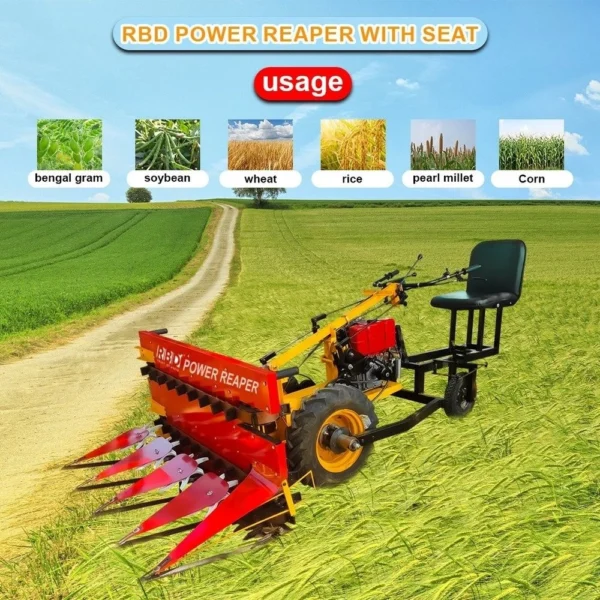Rbd Machine RBD Power Reaper with seat 5HP – Heavy-Duty Paddy Cutting Machine ...