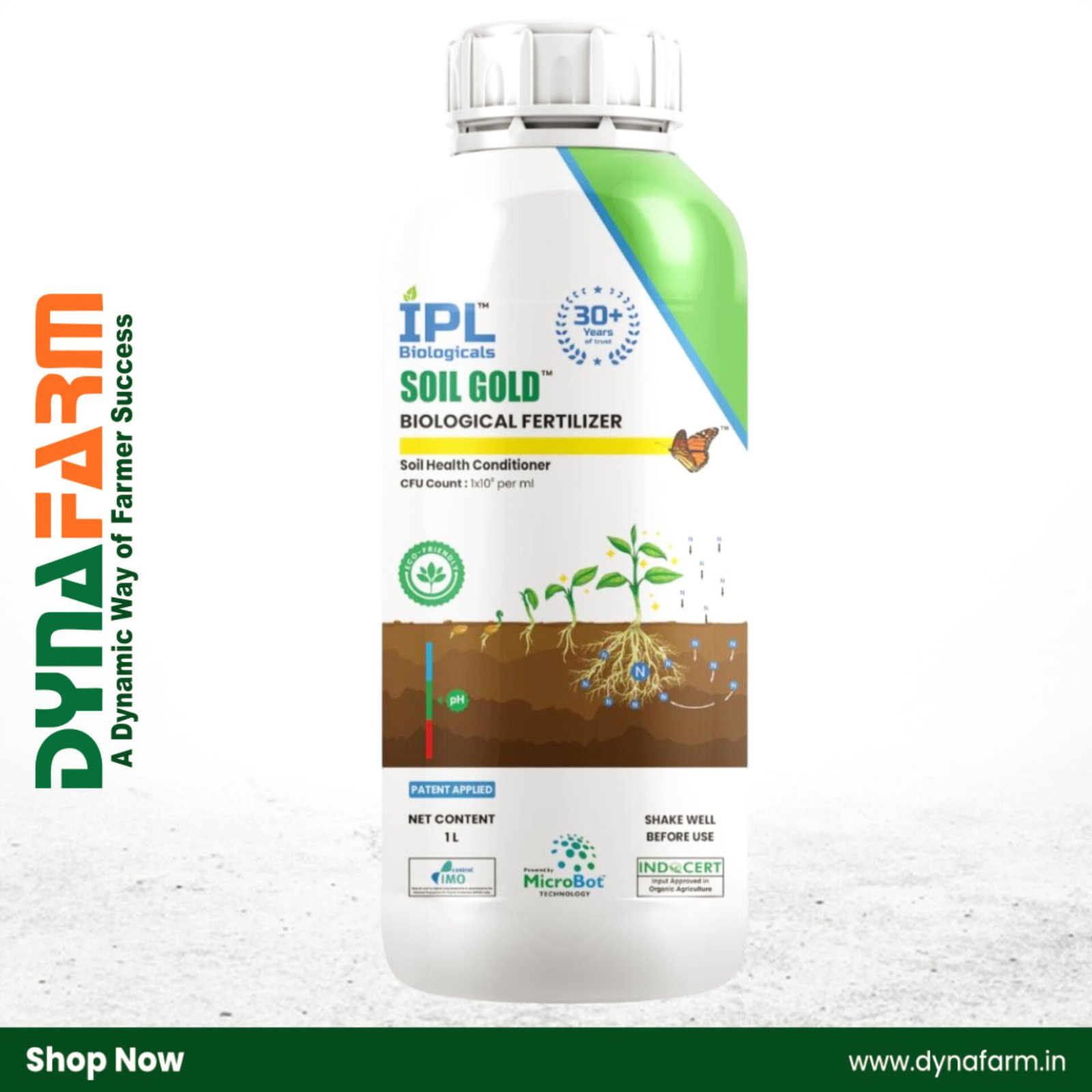 soil gold L IPL Biologicals – Soil Gold (L) Bio-Fertilizer | Azotobacter Based Liquid for Natural Nitrogen Fixation - Image 1