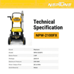 Neptune NPW-2100FX Electric High Pressure Washer – 2200W, Commercial Cleaning Machine - Image 3